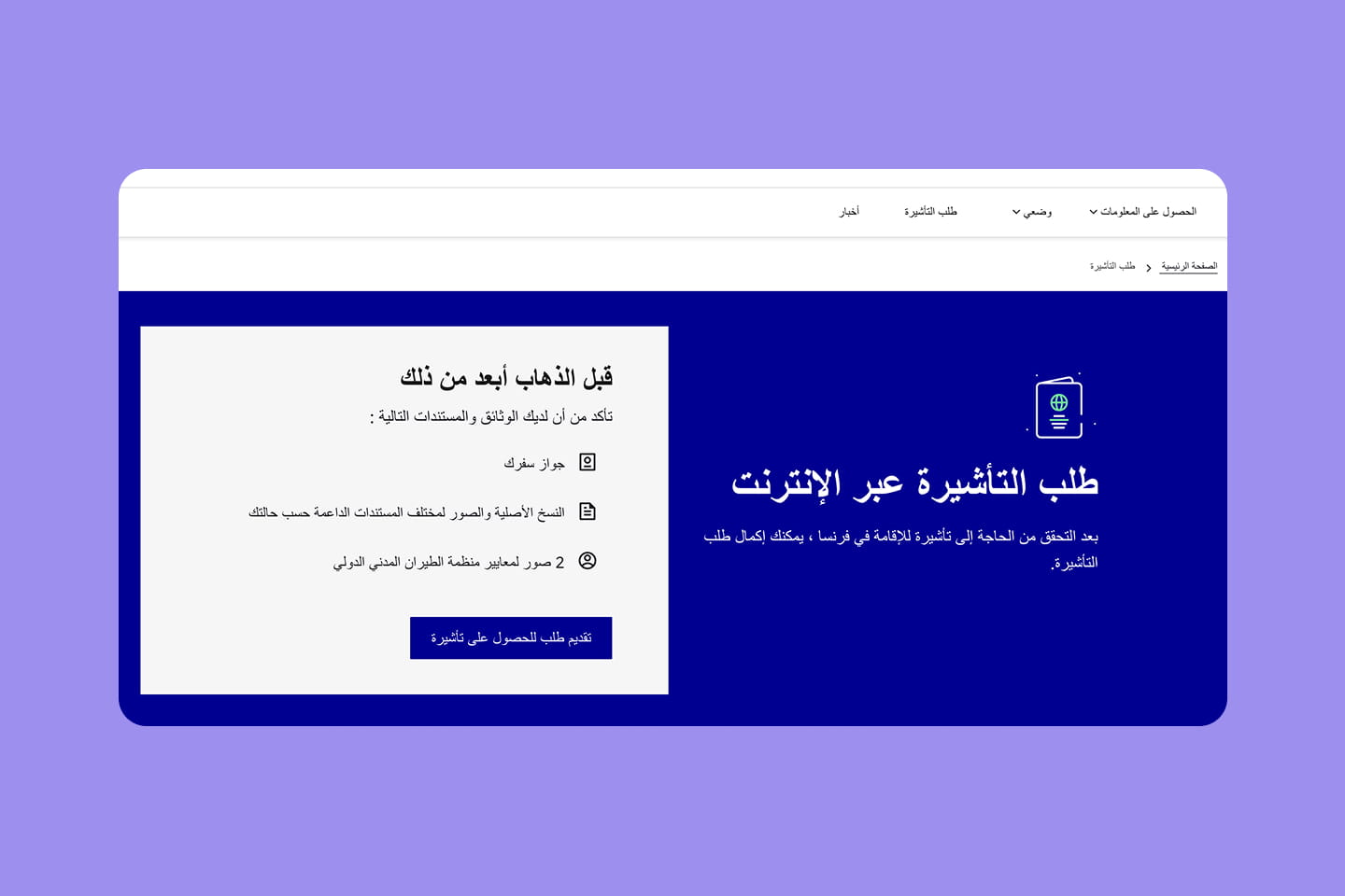 لقطة شاشة لتأشيرة فرنسا