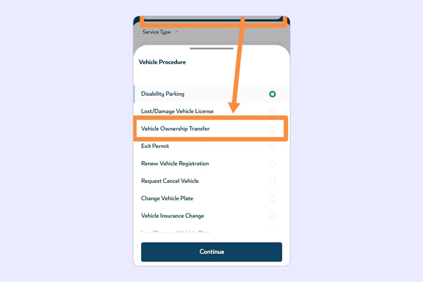 Vehicle ownership transfer for buying a used car